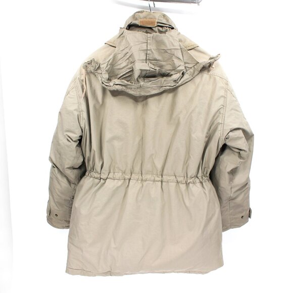 Brooks Brothers Tan Down Filled Insulated Zip-Up Coat Large Cinched Waist Jacket - Picture 5 of 7